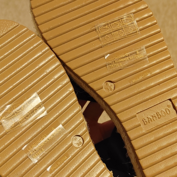 Bamboo Open Toe Cork Espadrille Flatform Sandal - Picture 10 of 13